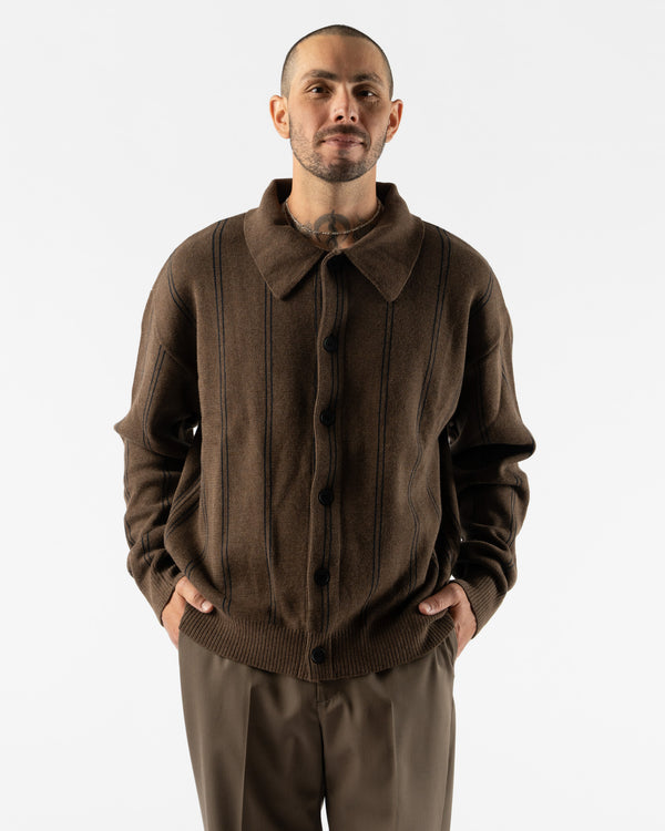 mfpen Formal Cardigan in Light Brown Stripe