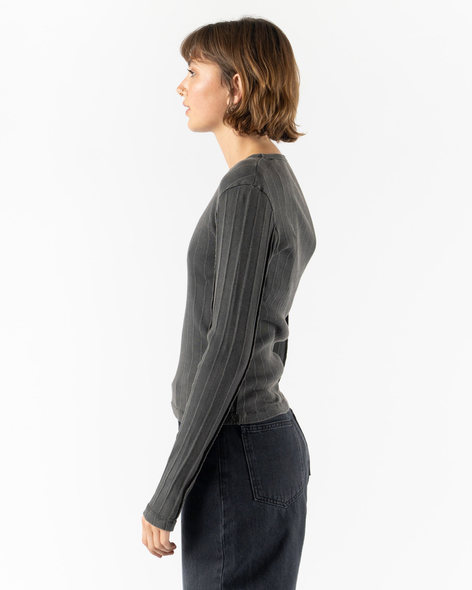 mfpen LS Rib Tee in Washed Graphite