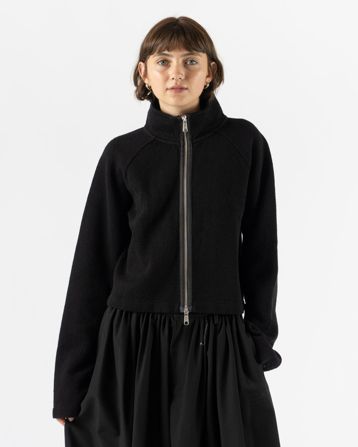 mfpen Cropped Leisure Zip Up in Black