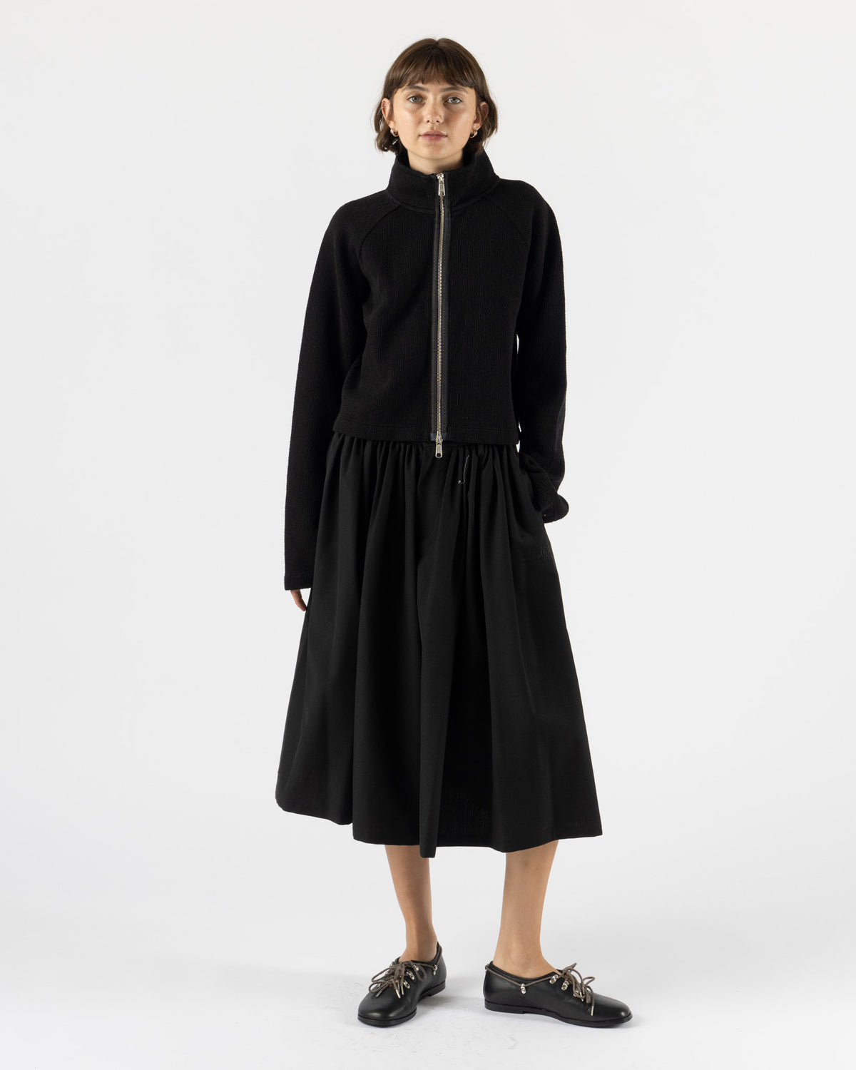 mfpen Cropped Leisure Zip Up in Black