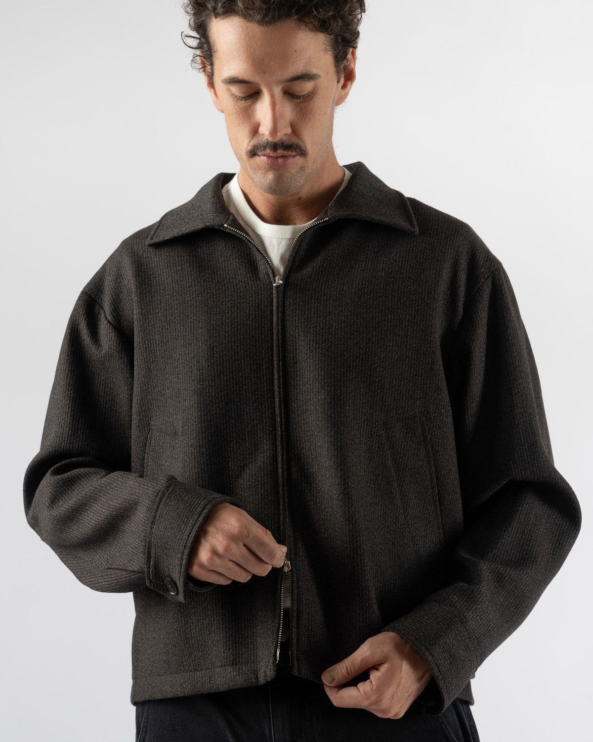 mfpen Mail Jacket in Brown Melange Stripe