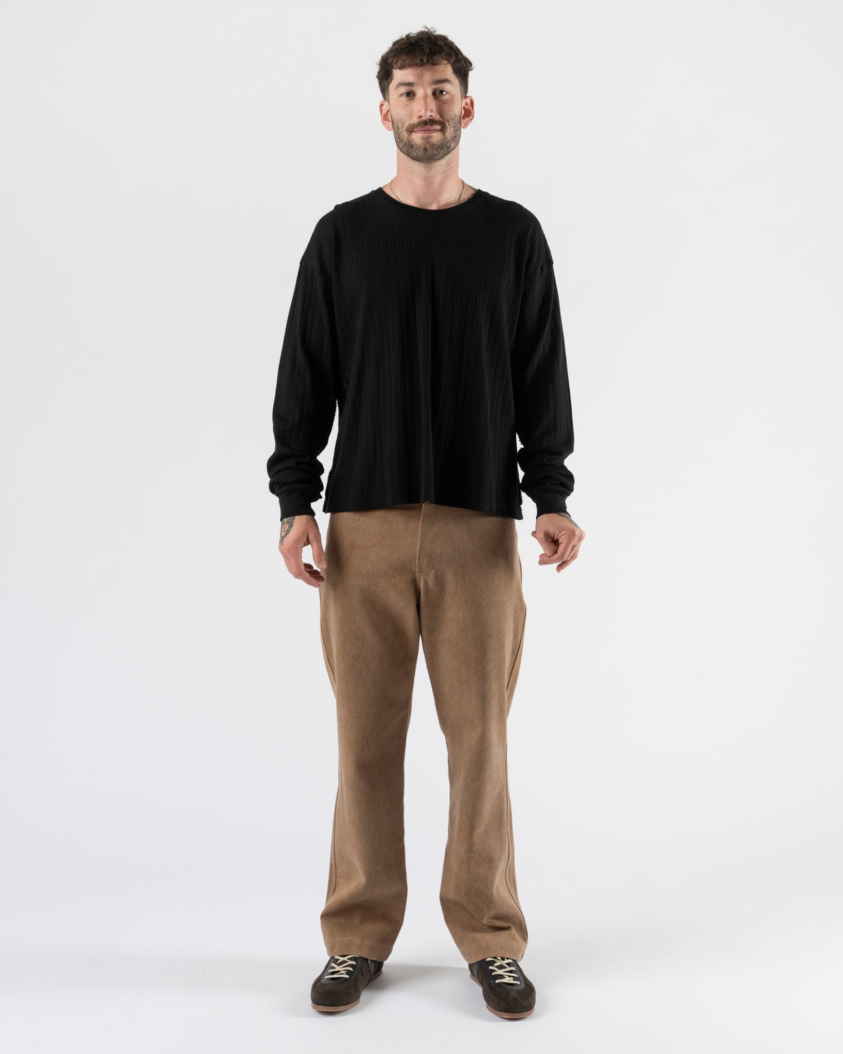 mfpen Relaxed LS Tee in Black Lace Stripe