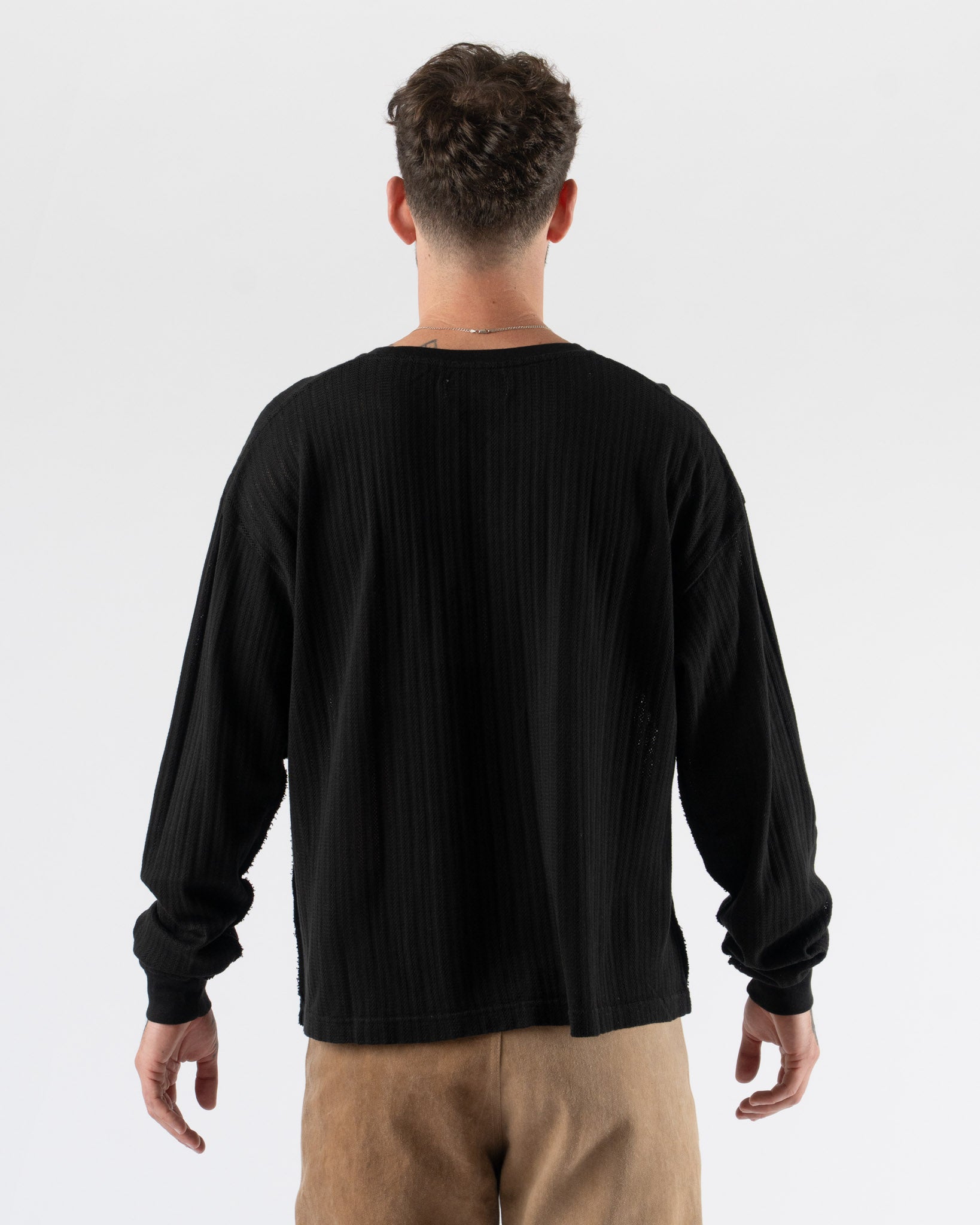 トップス mfpen Merch LS tee 25SS mfpen Relaxed LS Tee in Black Lace Stripe Curated at Jake and Jones