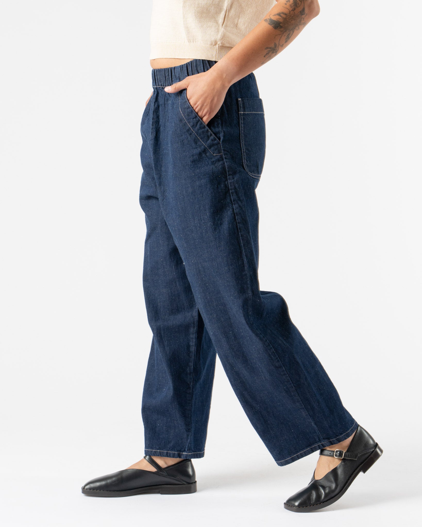 Micaela Greg Barrel Pant in Dark Indigo