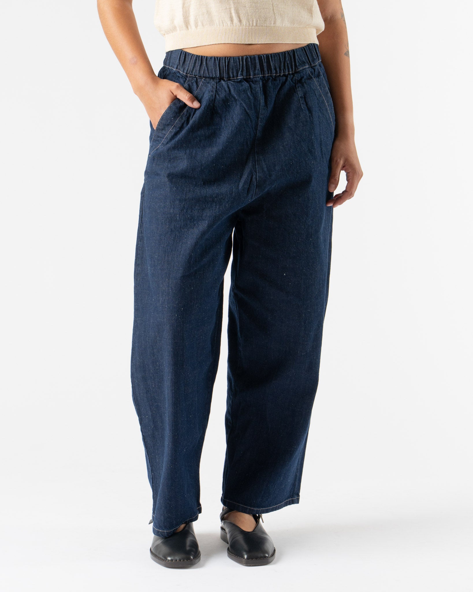 Micaela Greg Barrel Pant in Dark Indigo