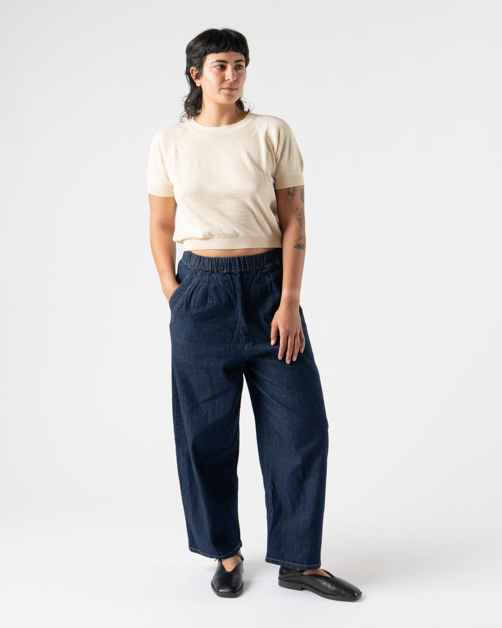 Micaela Greg Barrel Pant in Dark Indigo