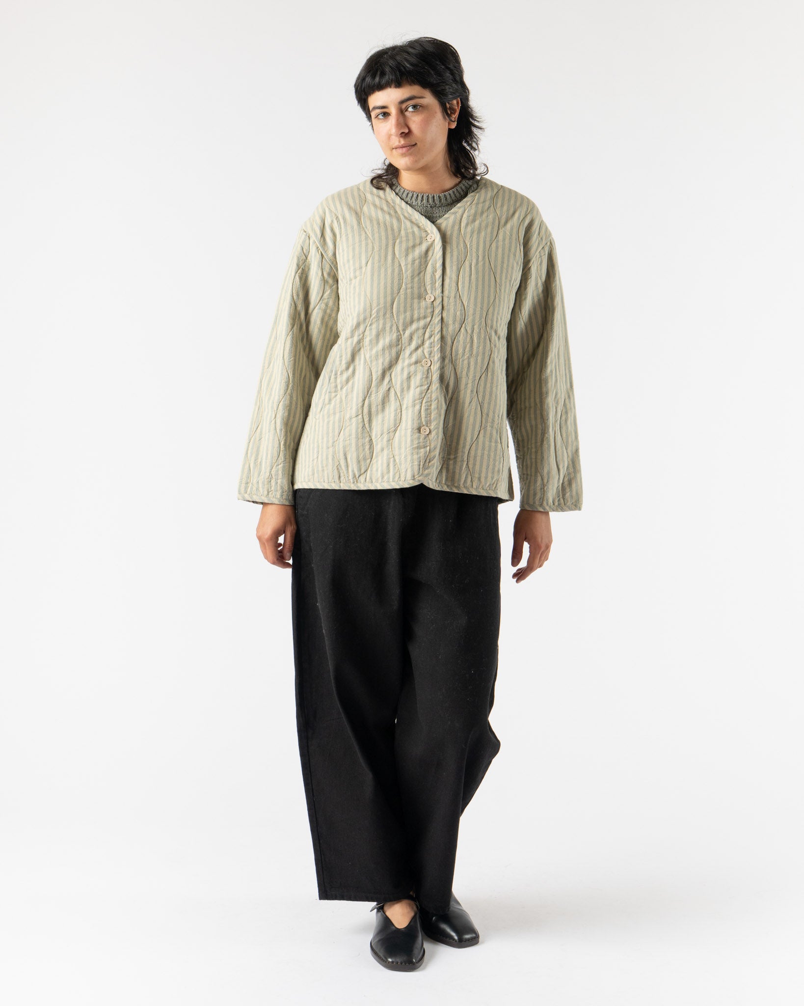 Micaela Greg Quilted Liner in Muted Stripe