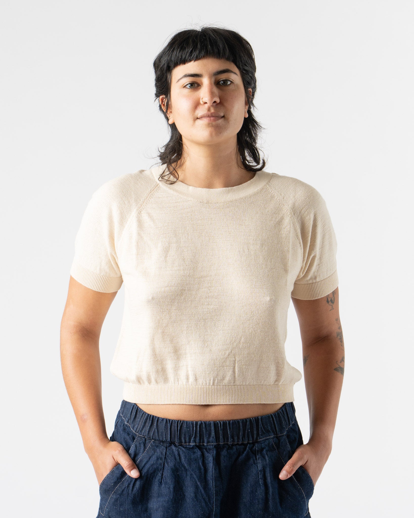 Micaela Greg Raglan Tee in Cream