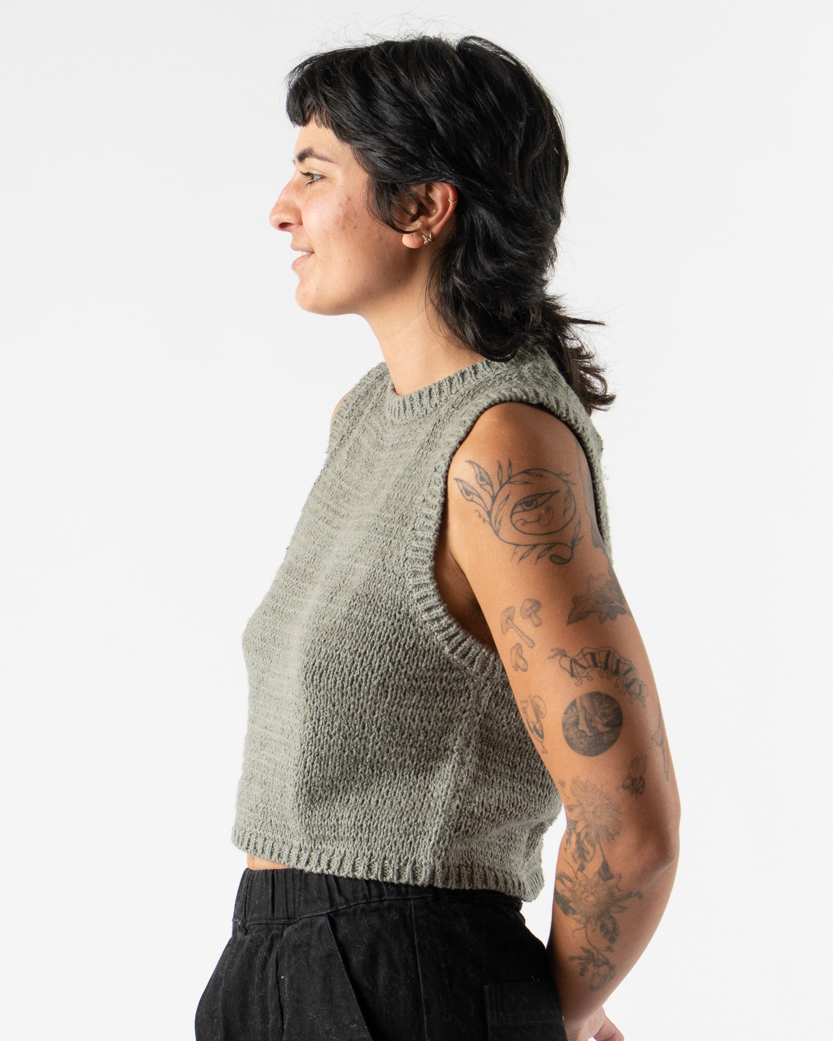 Micaela Greg Ribbon Tank in Fog Green