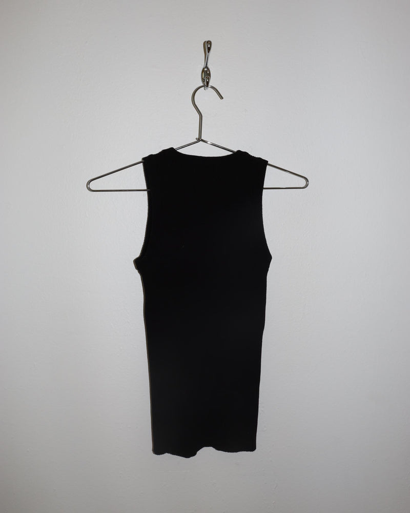 Pre-owned: Mijeong Park Ribbed Knit Tank in Black