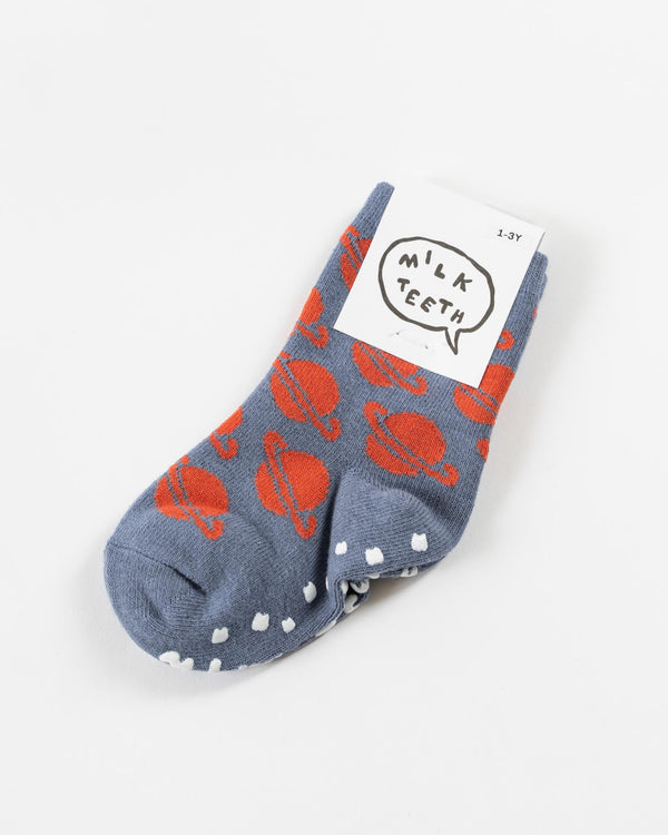 Milk Teeth Grip Sock in Slate Spacecamp