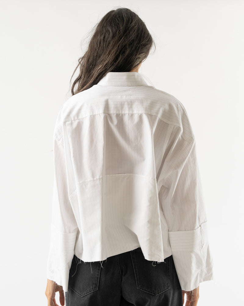 MM6 Maison Margiela Stripy Poplin Long Sleeved Shirt in White
