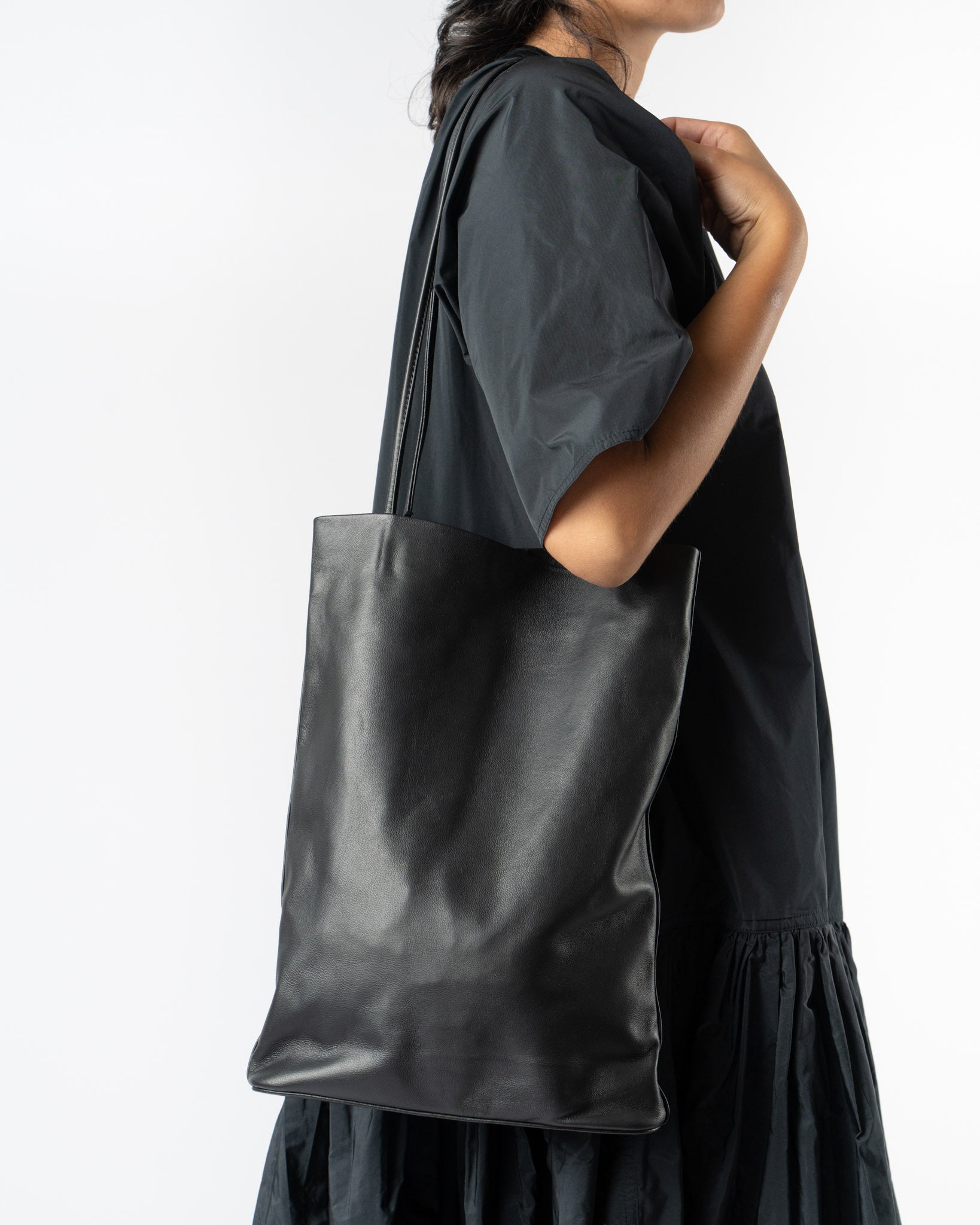 Modern Weaving Slim Elongated Tote in Black