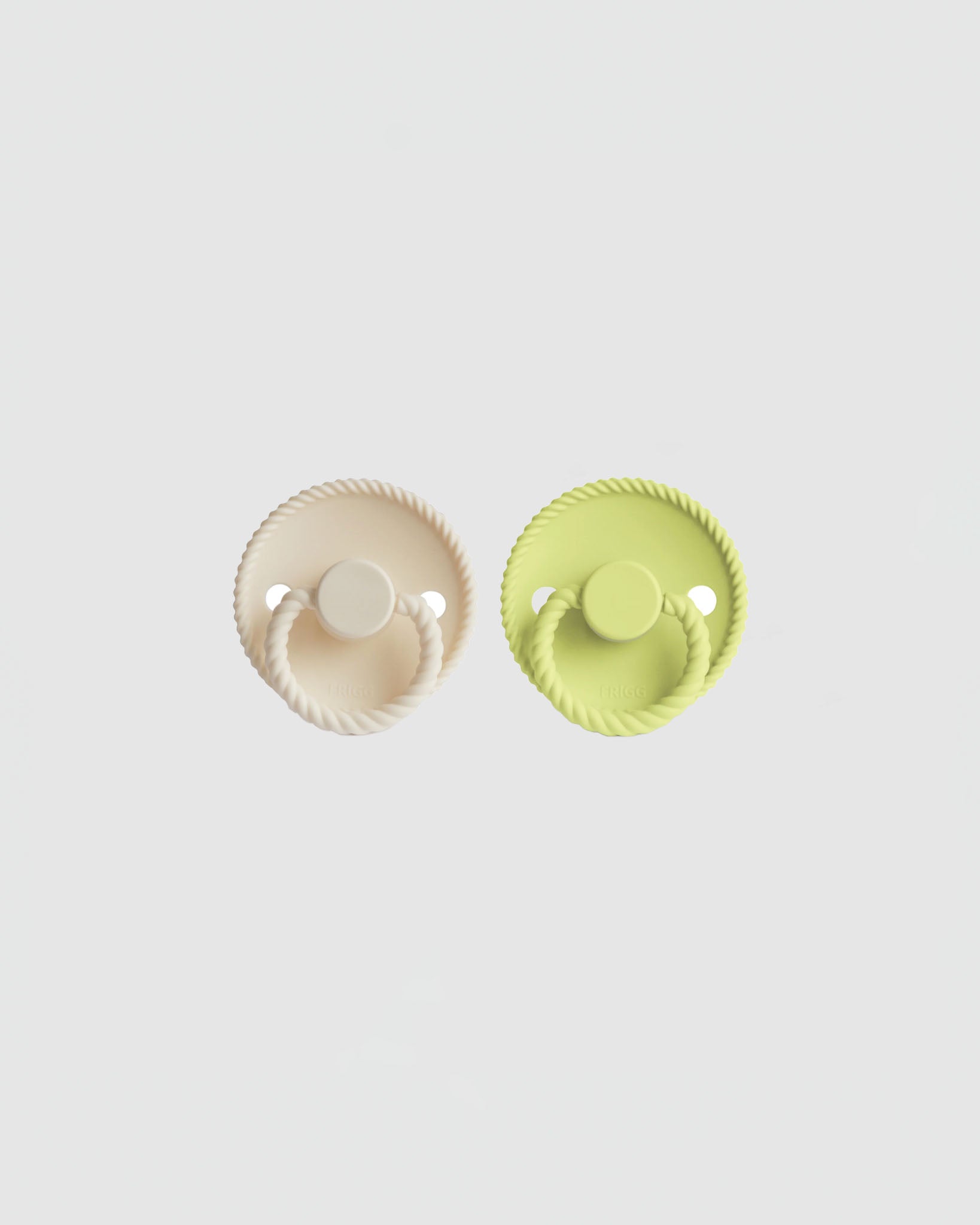 Mushie FRIGG Rope Silicone Pacifier 2-Pack in Cream/Green Tea
