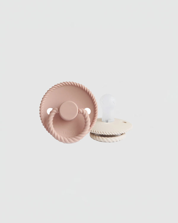 Mushie FRIGG Rope Silicone Pacifier 2-Pack in Blush/Cream