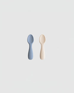 Silicone Toddler Starter Spoons 2-Pack in Tradewinds/Shifting Sand