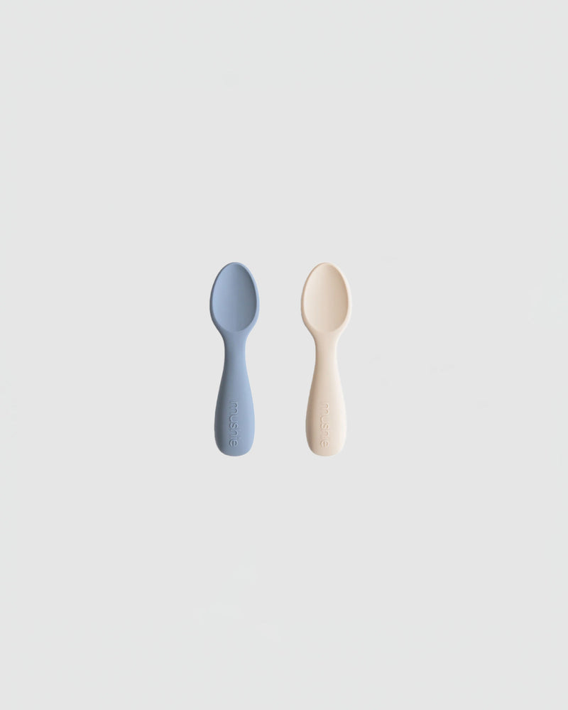 Silicone Toddler Starter Spoons 2-Pack in Tradewinds/Shifting Sand