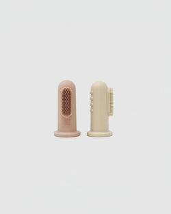 Mushie Finger Toothbrush in Shifting Sand/Blush