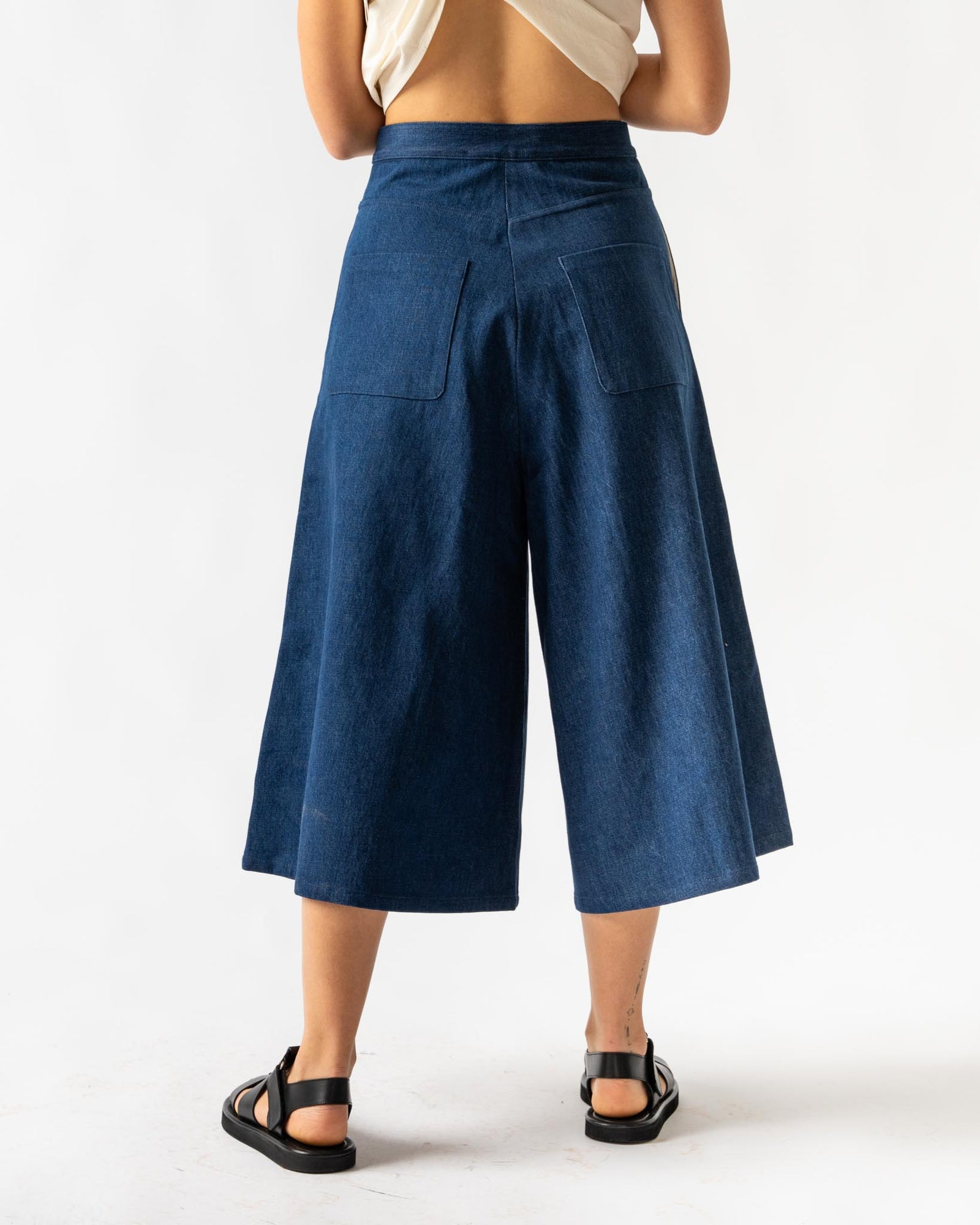 Fig London Christopher Culottes in Kinari (a light beige color)