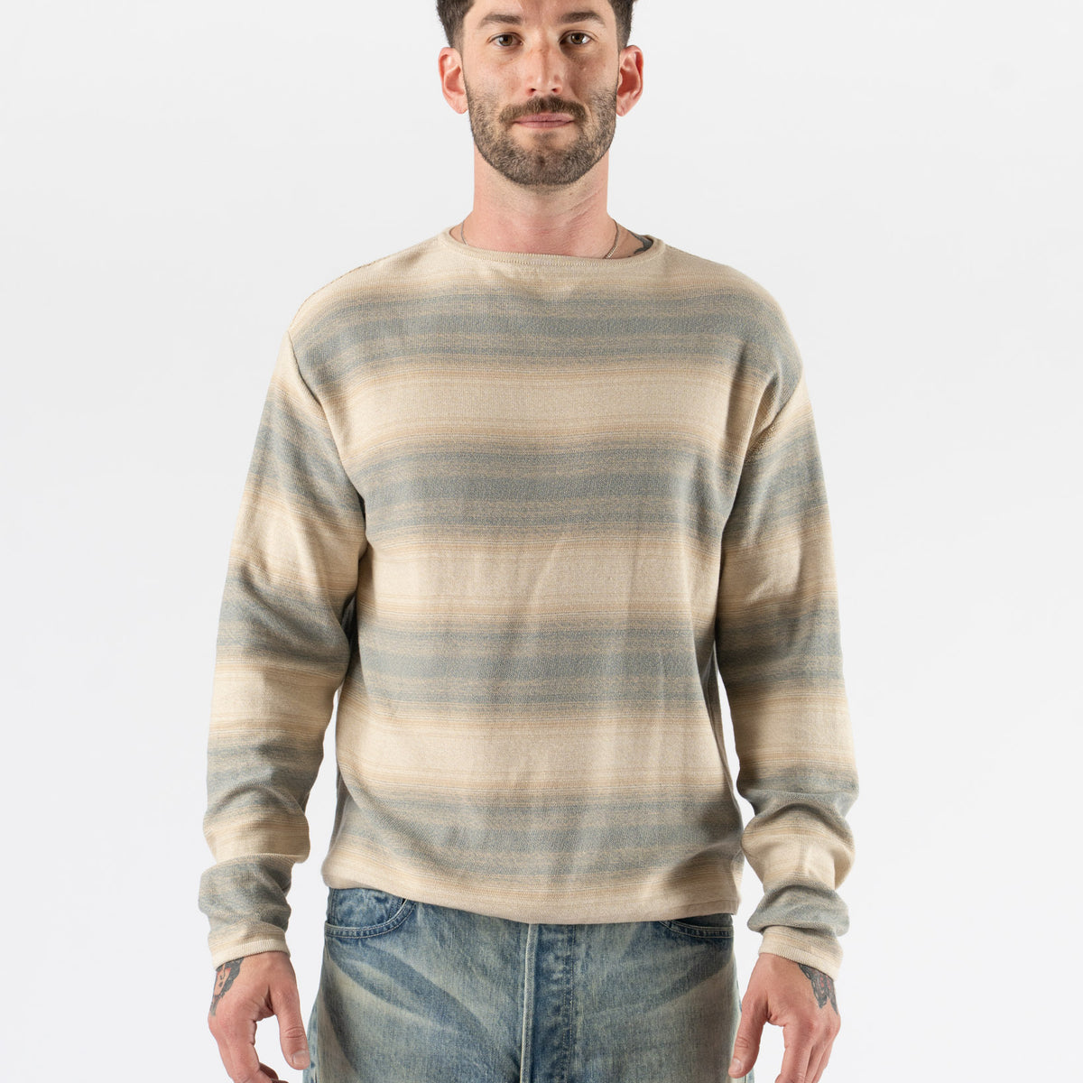 Auralee Cotton Silk Gradient Knit Pullover Curated at Jake and Jones