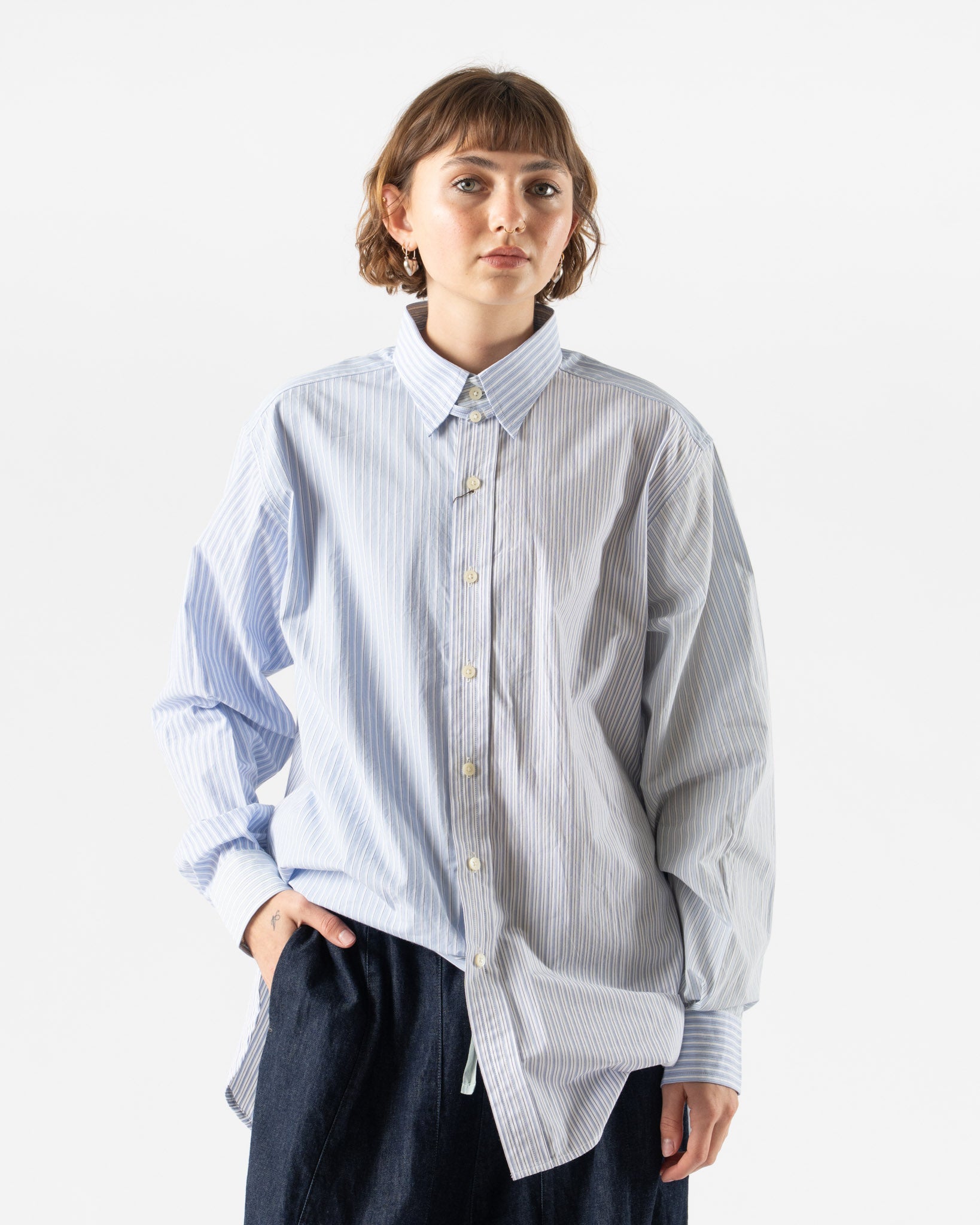 Needles Combo Tab Collar Shirt in Typewriter Stripe