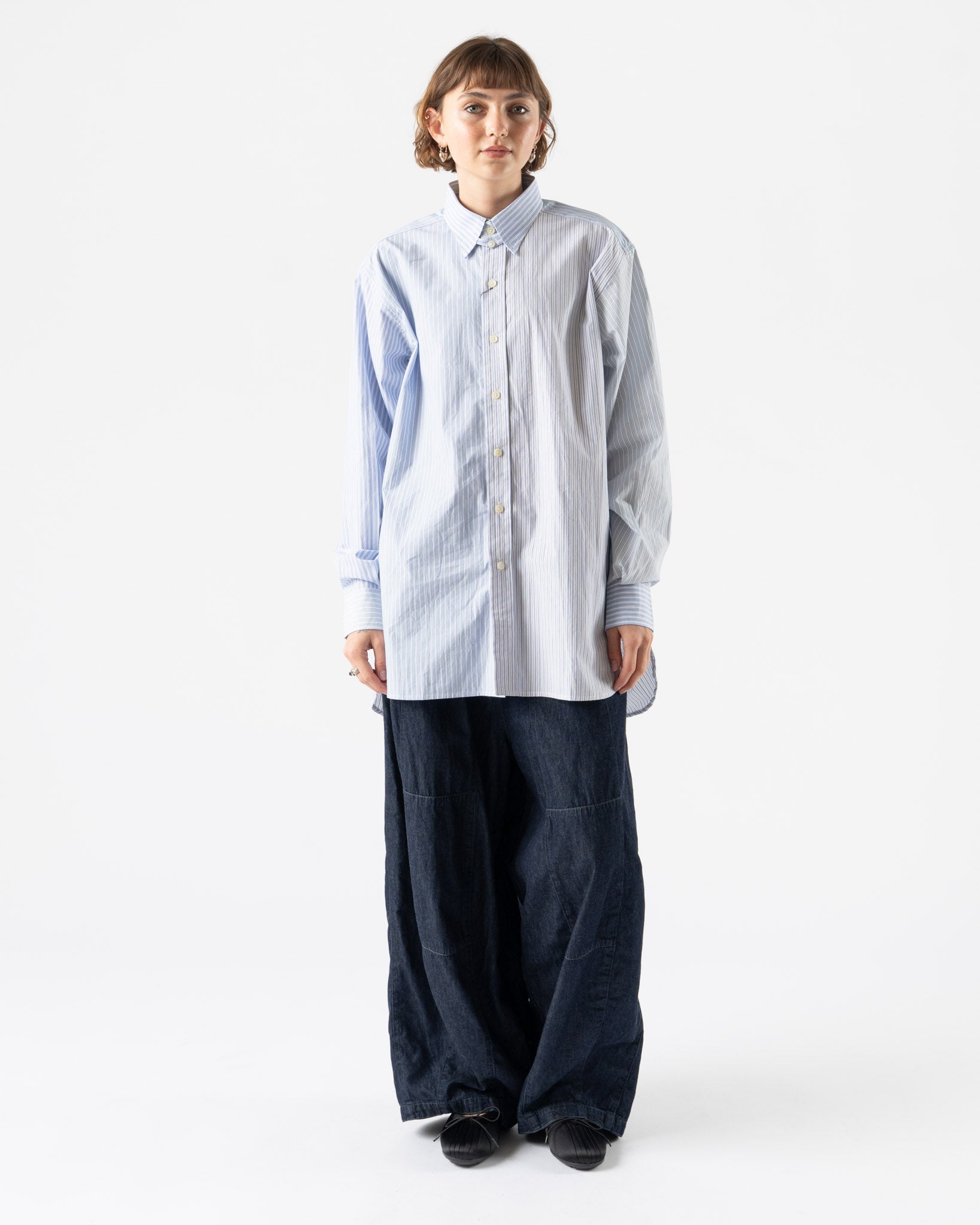 Needles Combo Tab Collar Shirt in Typewriter Stripe Curated at