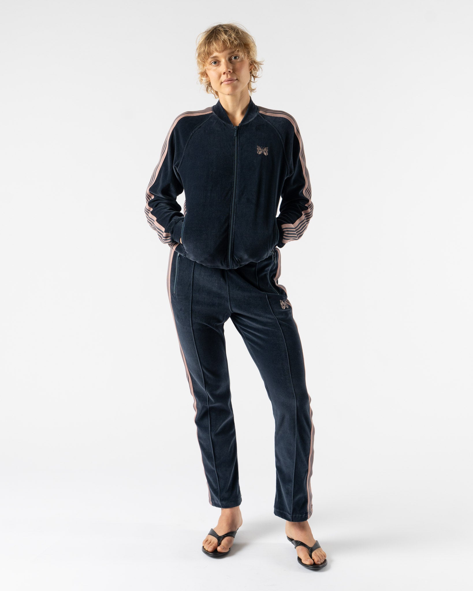 Needles Narrow Track Pant in Steel Blue