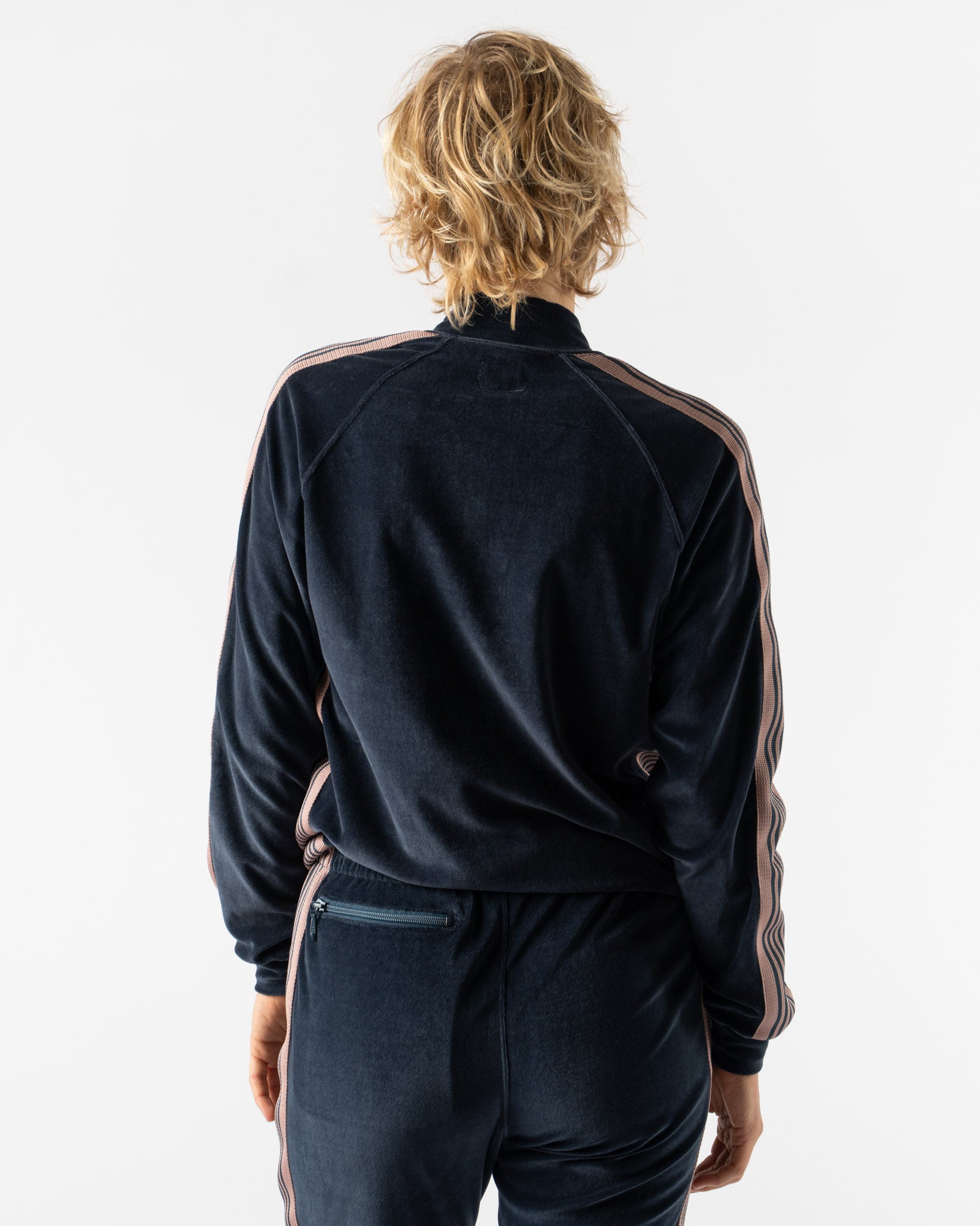 Needles Rib Collar Track Jacket in Steel Blue Curated at Jake and