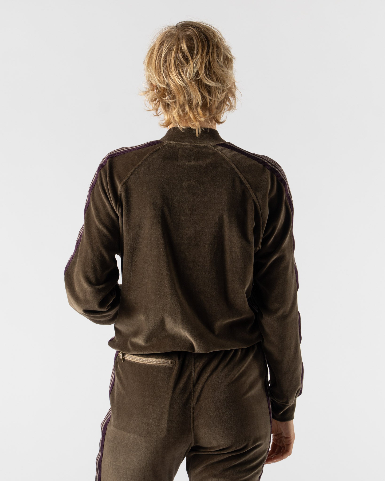 Needles Rib Collar Track Jacket in Taupe Curated at Jake and Jones