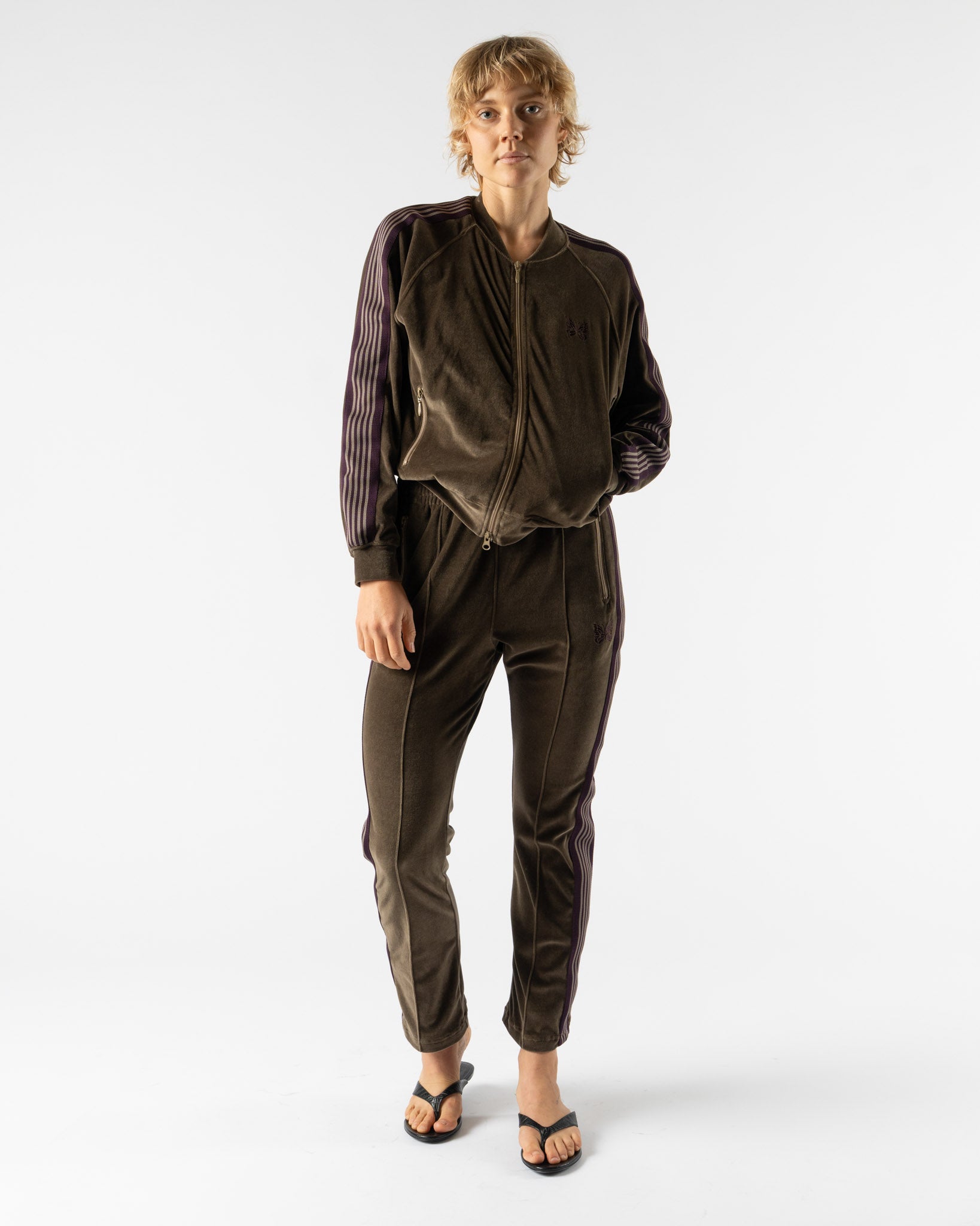 Needles Rib Collar Track Jacket in Taupe Curated at Jake and Jones