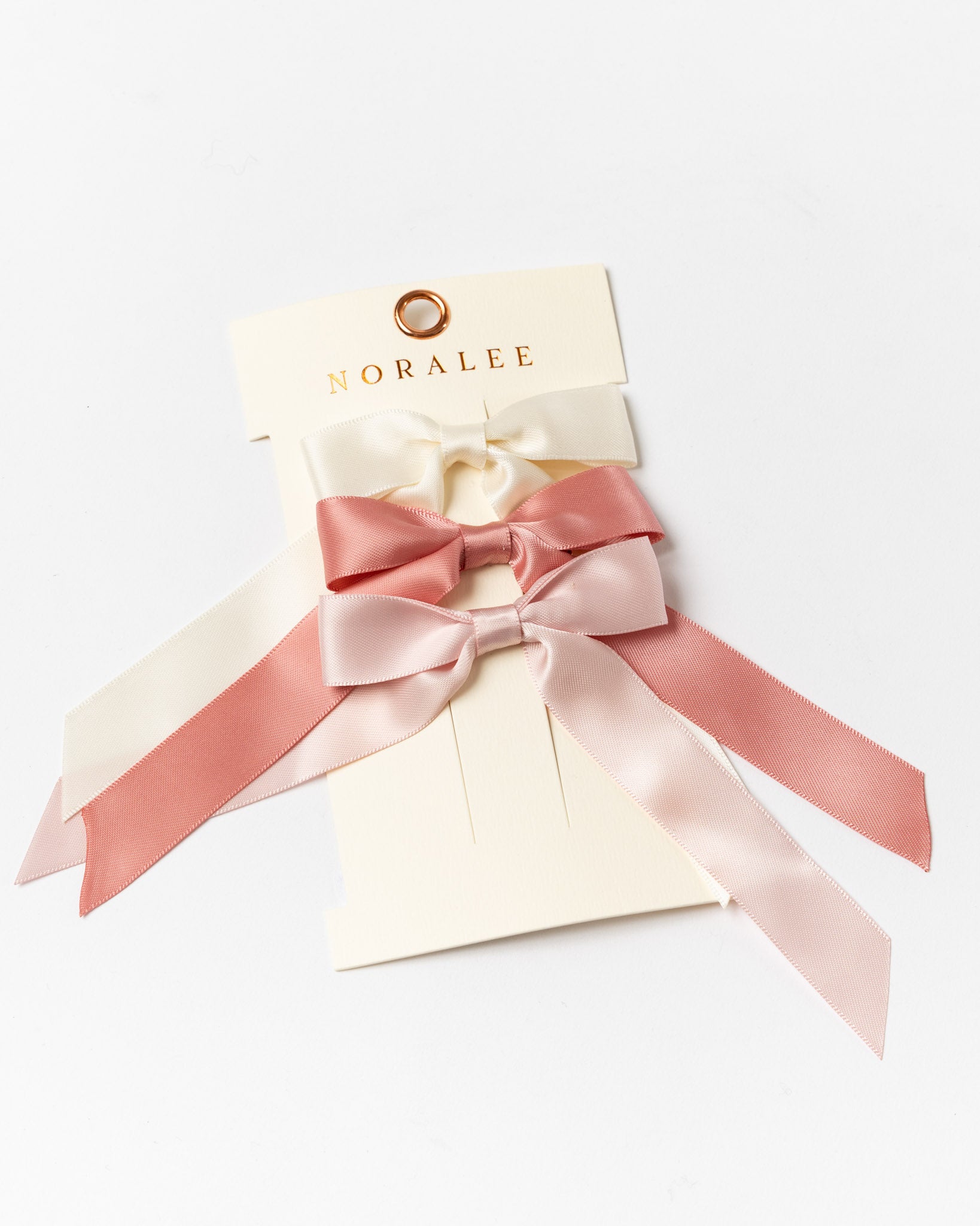 Noralee Satin Ribbon Bows in Ivory/Rose/Raspberry