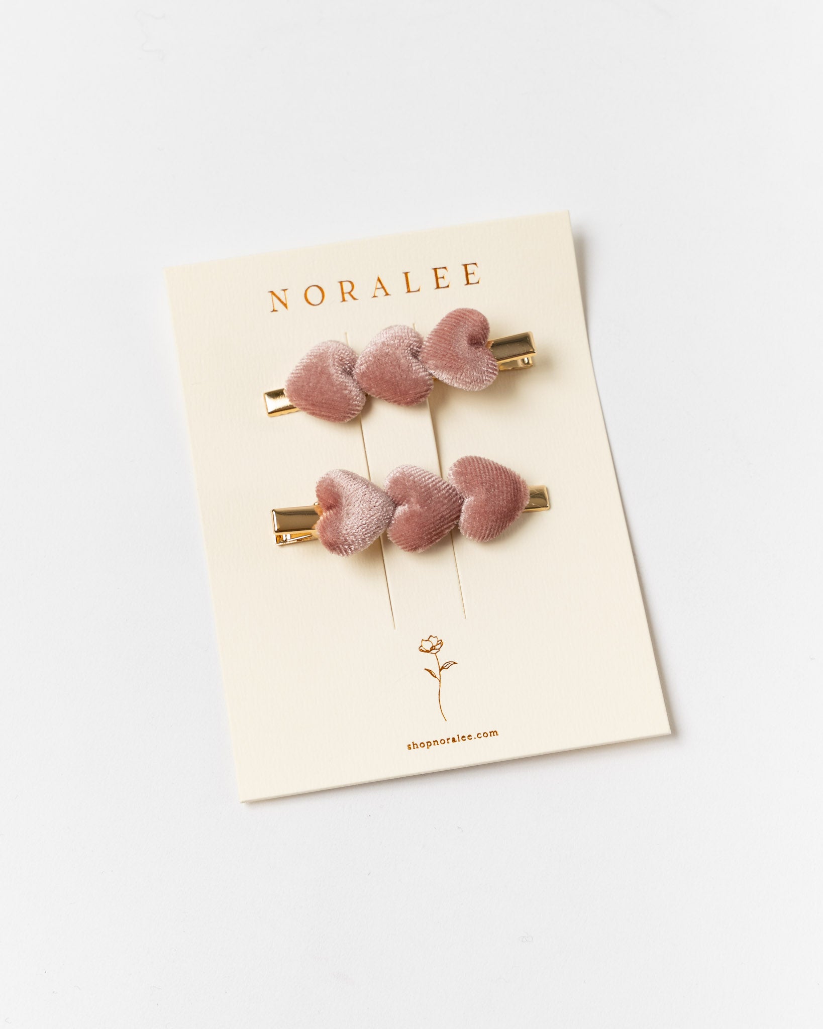 Noralee Velvet Heart Clips in Raspberry