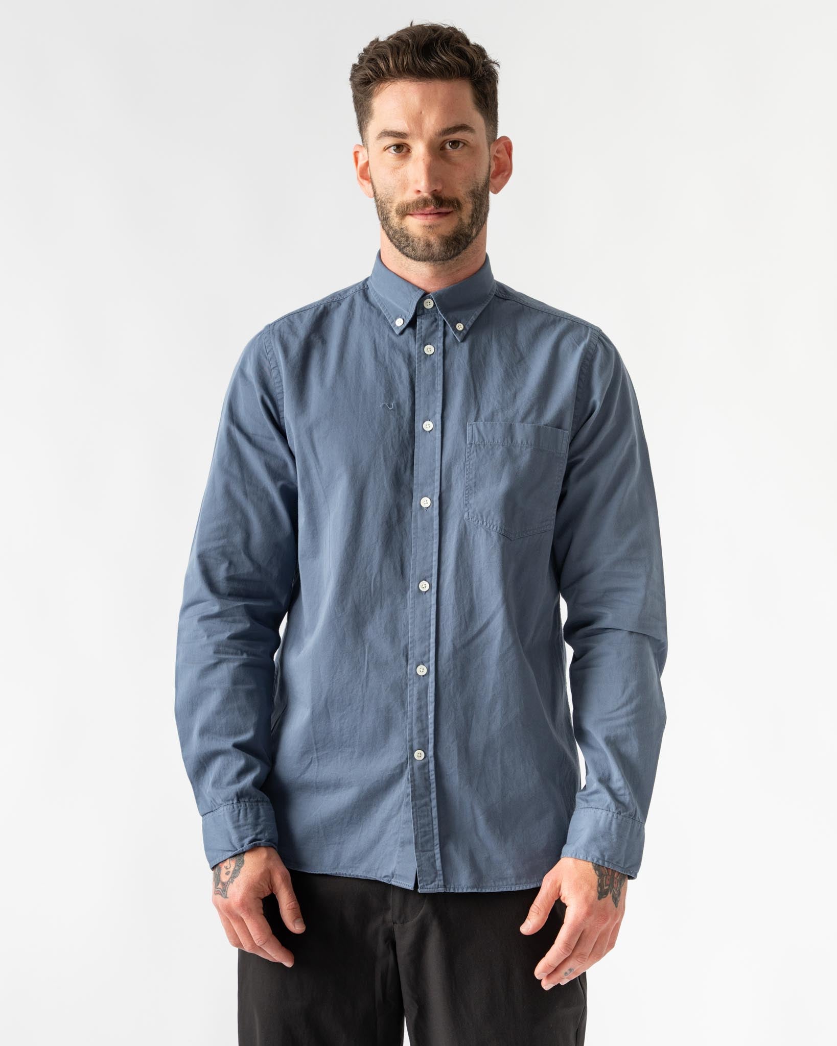 Norse Projects Anton Light Twill Shirt in Steel Blue