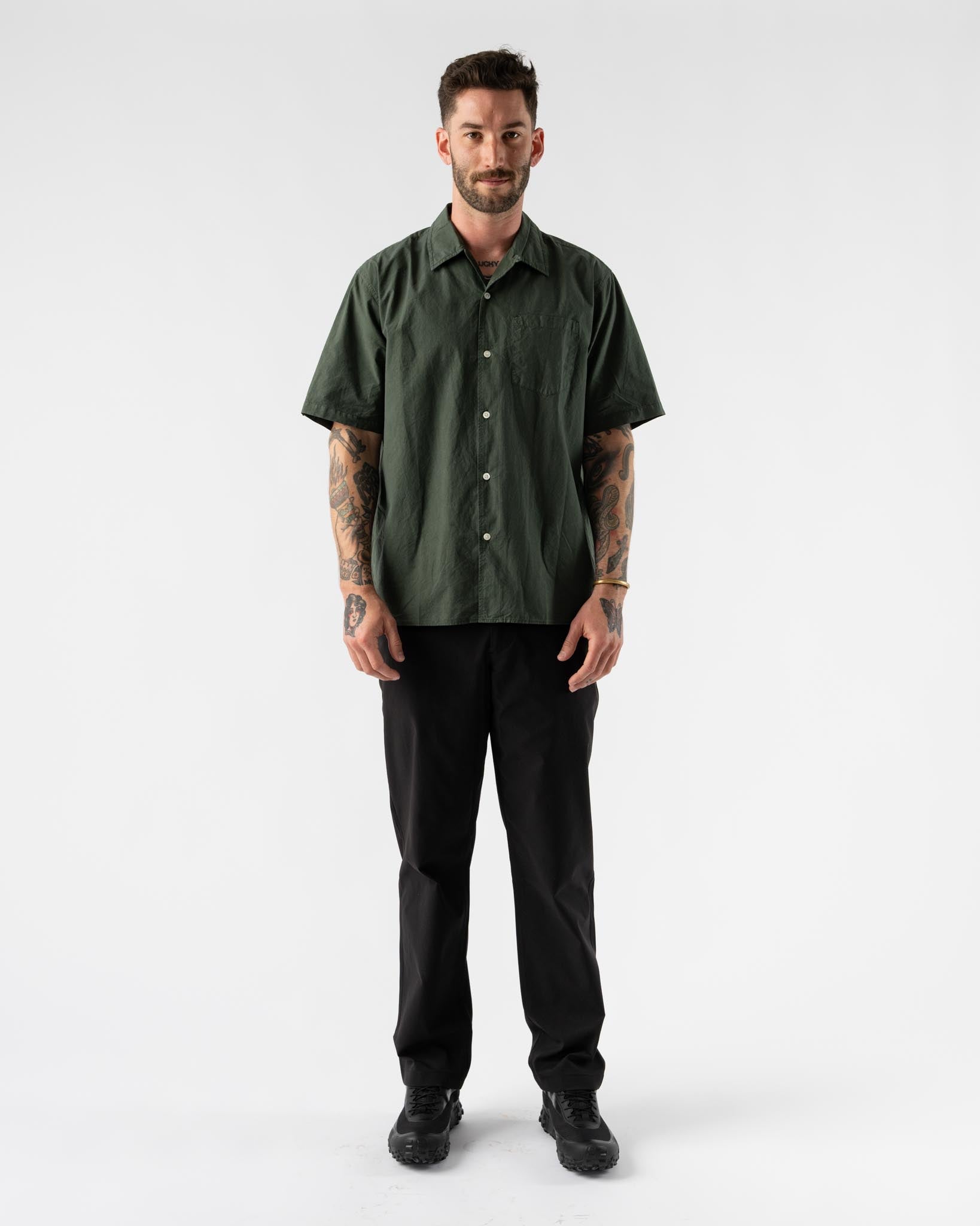 Norse Projects Carsten Cotton Tencel Shirt in Spruce Green