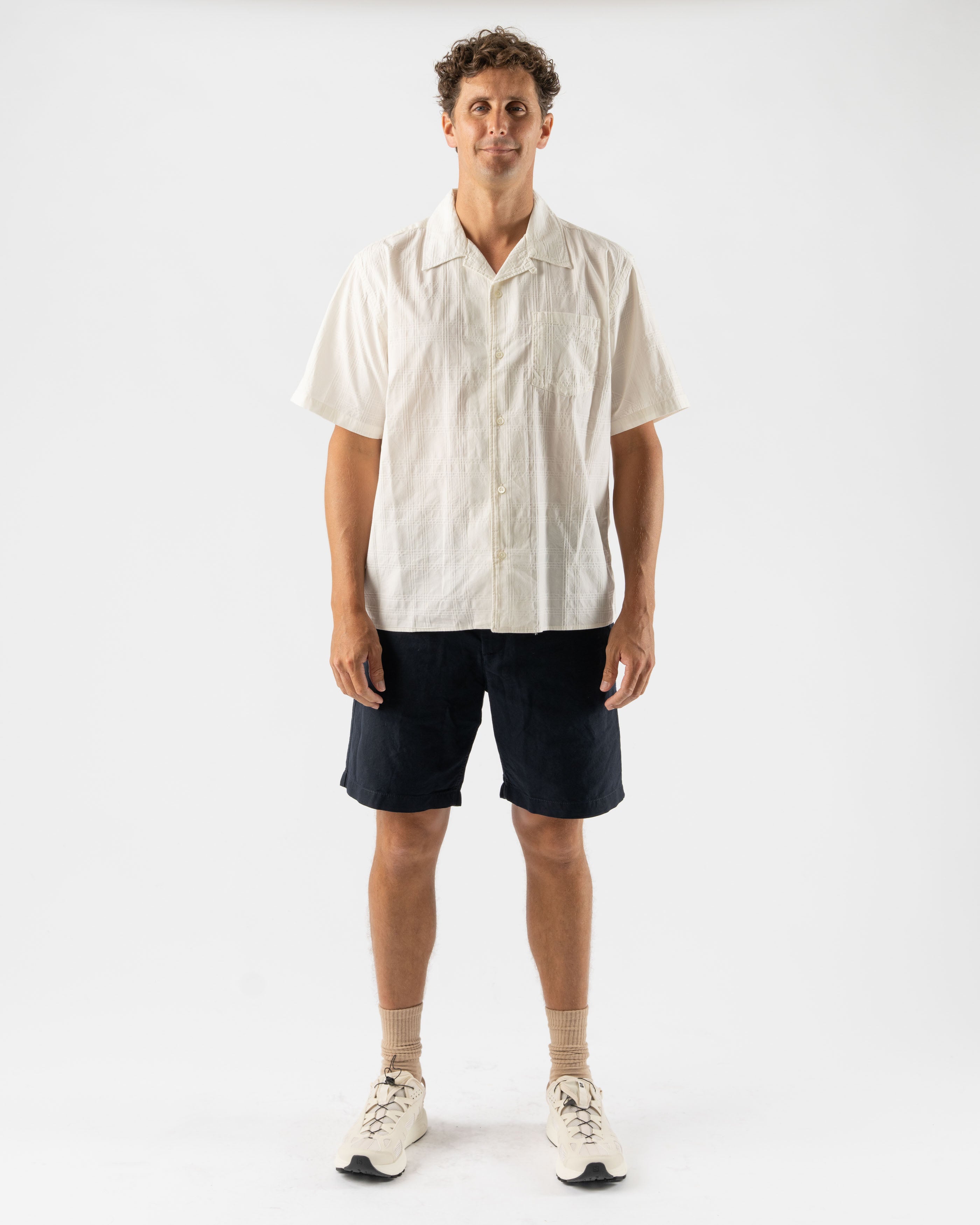 Norse Projects Carsten Relaxed Dobby Check Shirt in Ecru