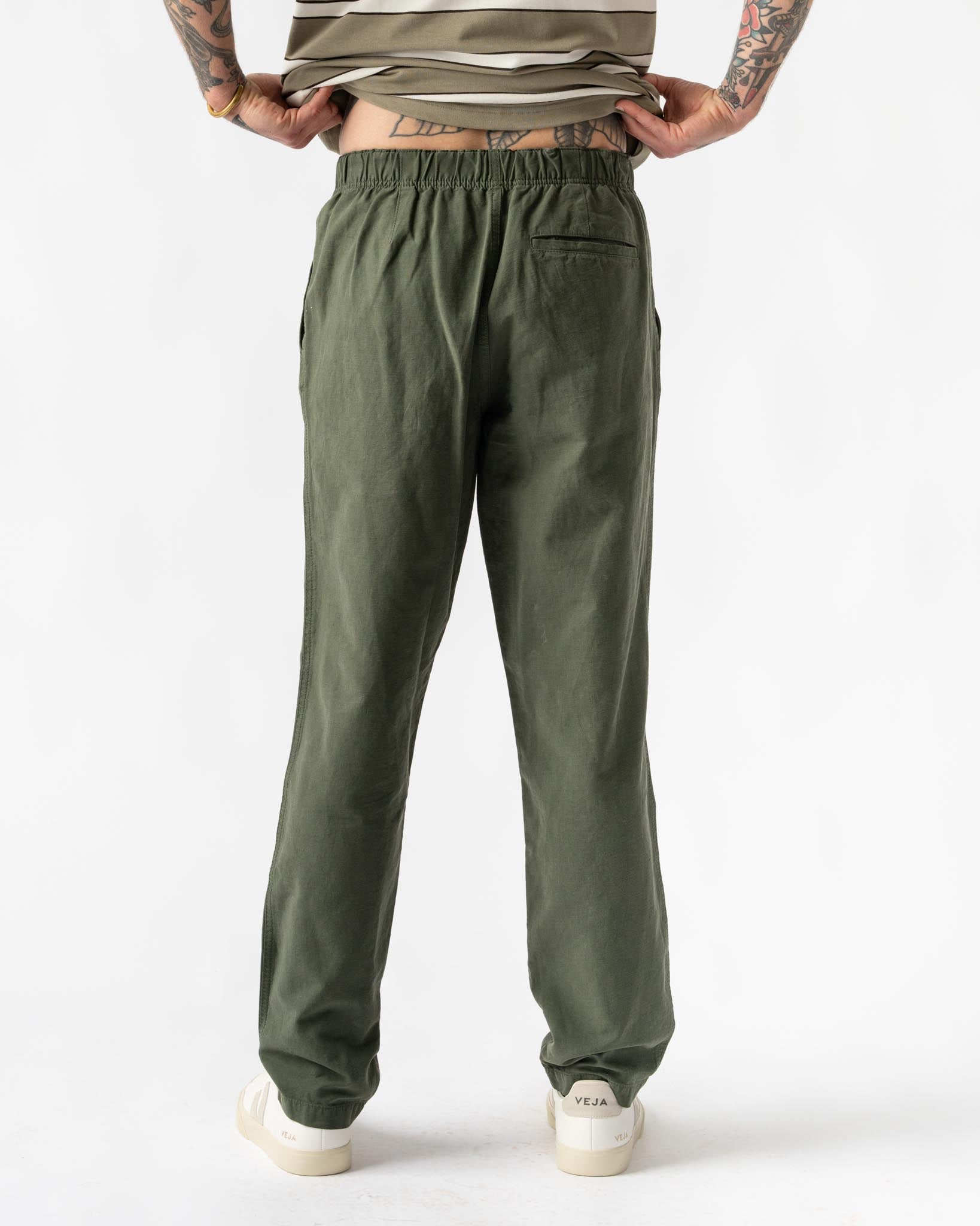 Norse Projects Ezra Relaxed Cotton Linen Trouser in Spruce Green