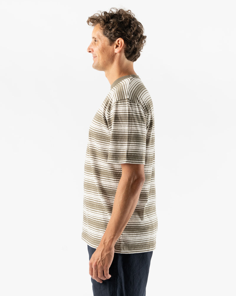 Norse Projects Johannes Spaced Stripe T-Shirt in Sediment Green