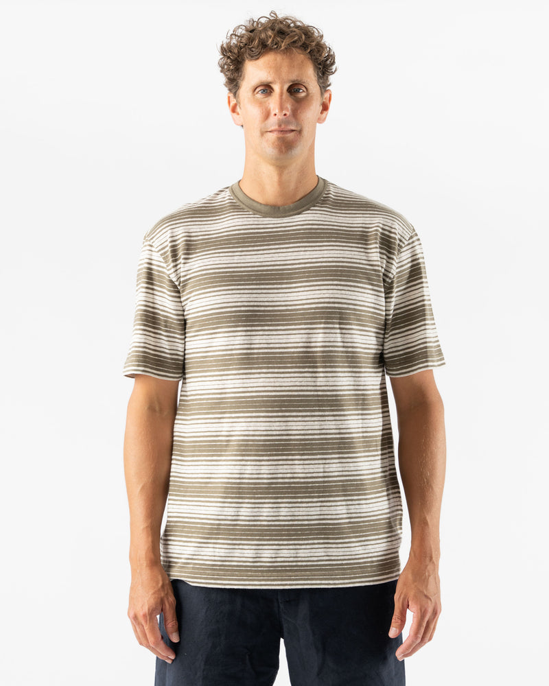 Norse Projects Johannes Spaced Stripe T-Shirt in Sediment Green