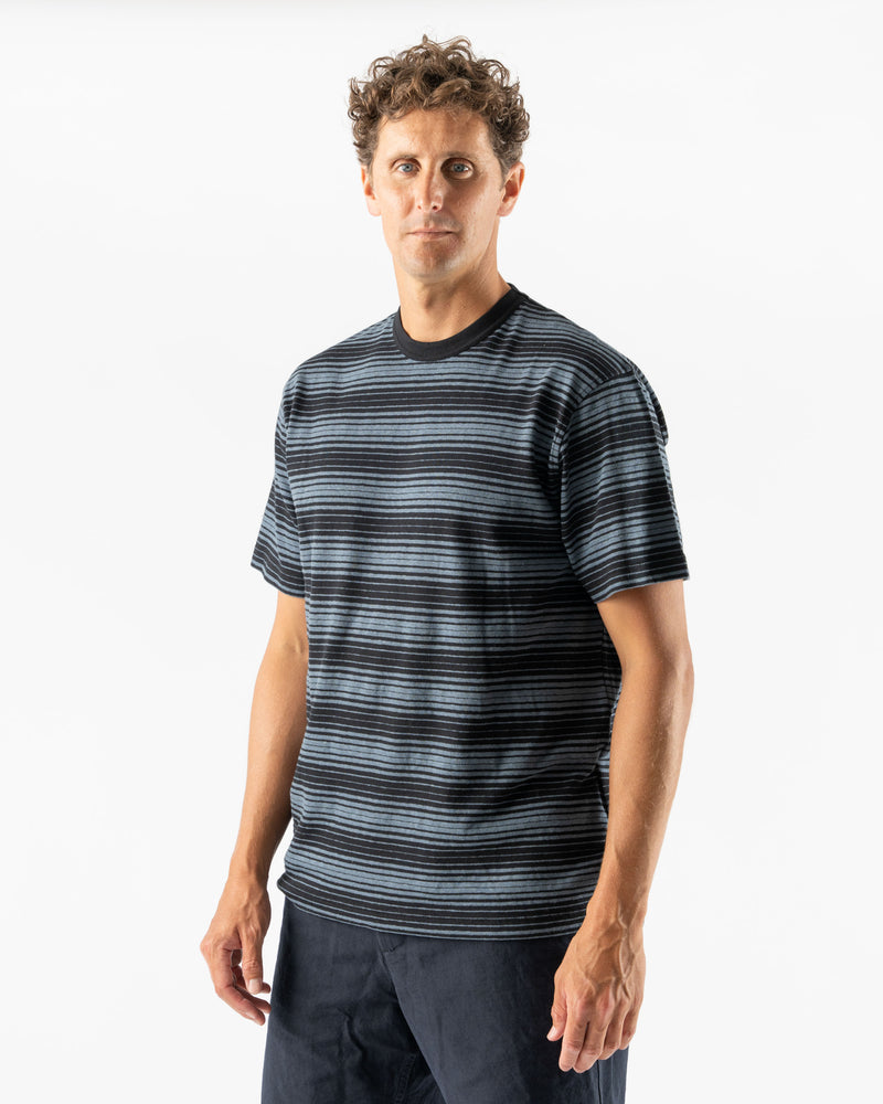 Norse Projects Johannes Spaced Stripe T-Shirt in Steel Blue