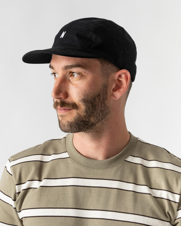 Norse Projects Twill 5 Panel Cap in Black
