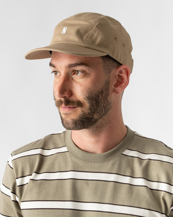 Norse Projects Twill 5 Panel Cap in Utility Khaki