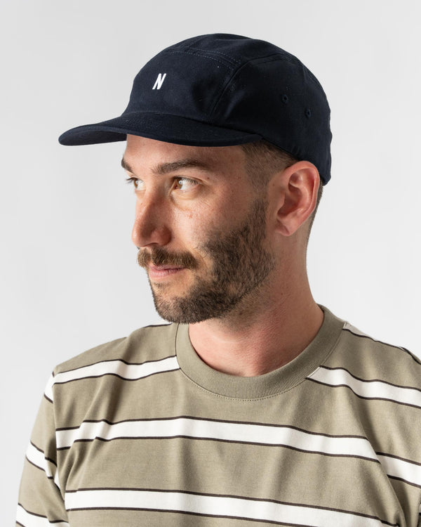 Norse Projects Twill 5 Panel Cap in Dark Navy