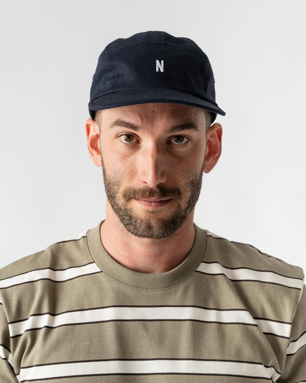 Norse Projects Twill 5 Panel Cap in Dark Navy