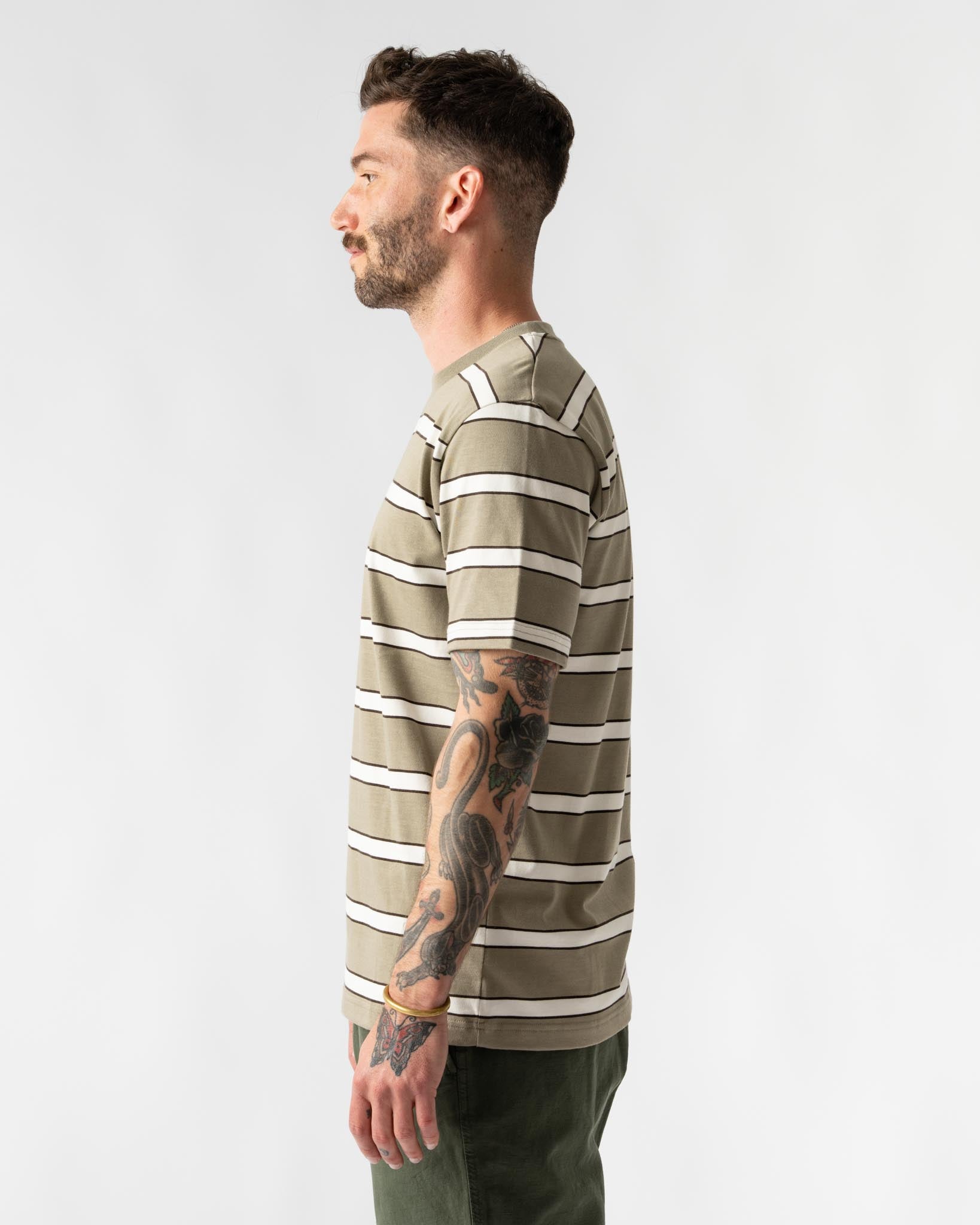 ★人気★【Norse Projects】★STRIPE SHORT SLEEVE Tシャツ★ Norse Projects Johannes Spaced Stripe T-Shirt in Steel Blue