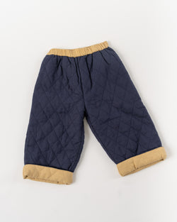 Oeuf Quilted Reversible Pants in Indigo/Sand