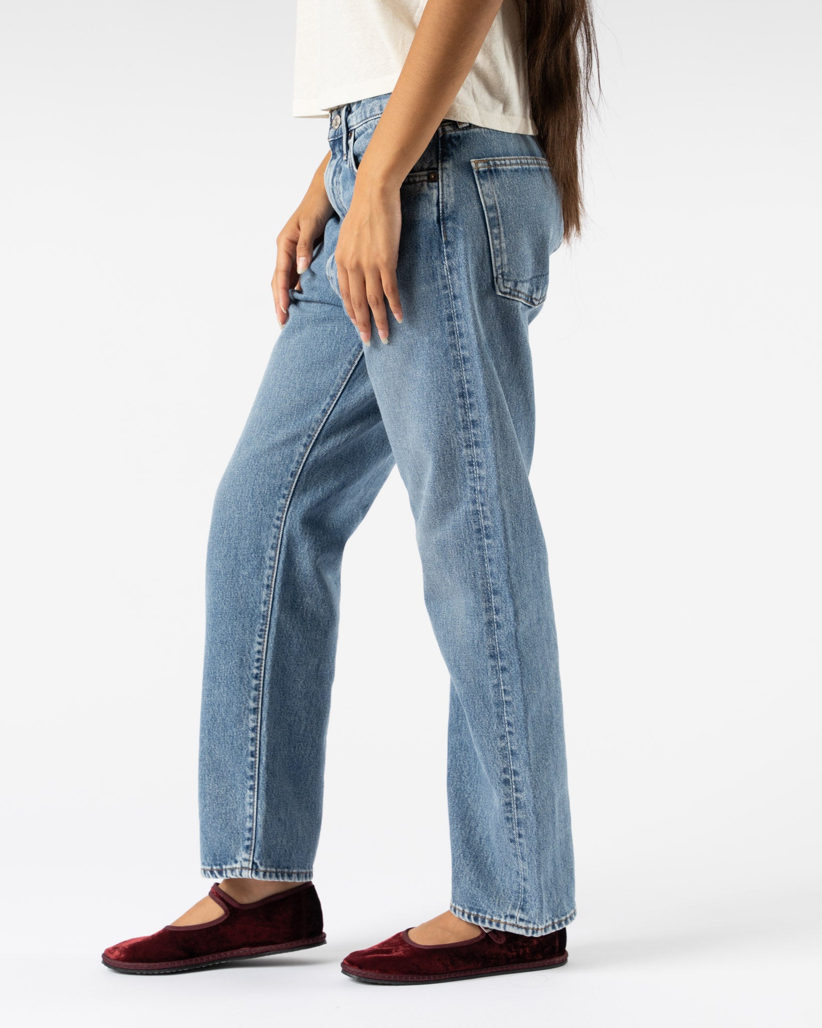 orSlow Short Length 105 90's Denim in Mid Used Wash