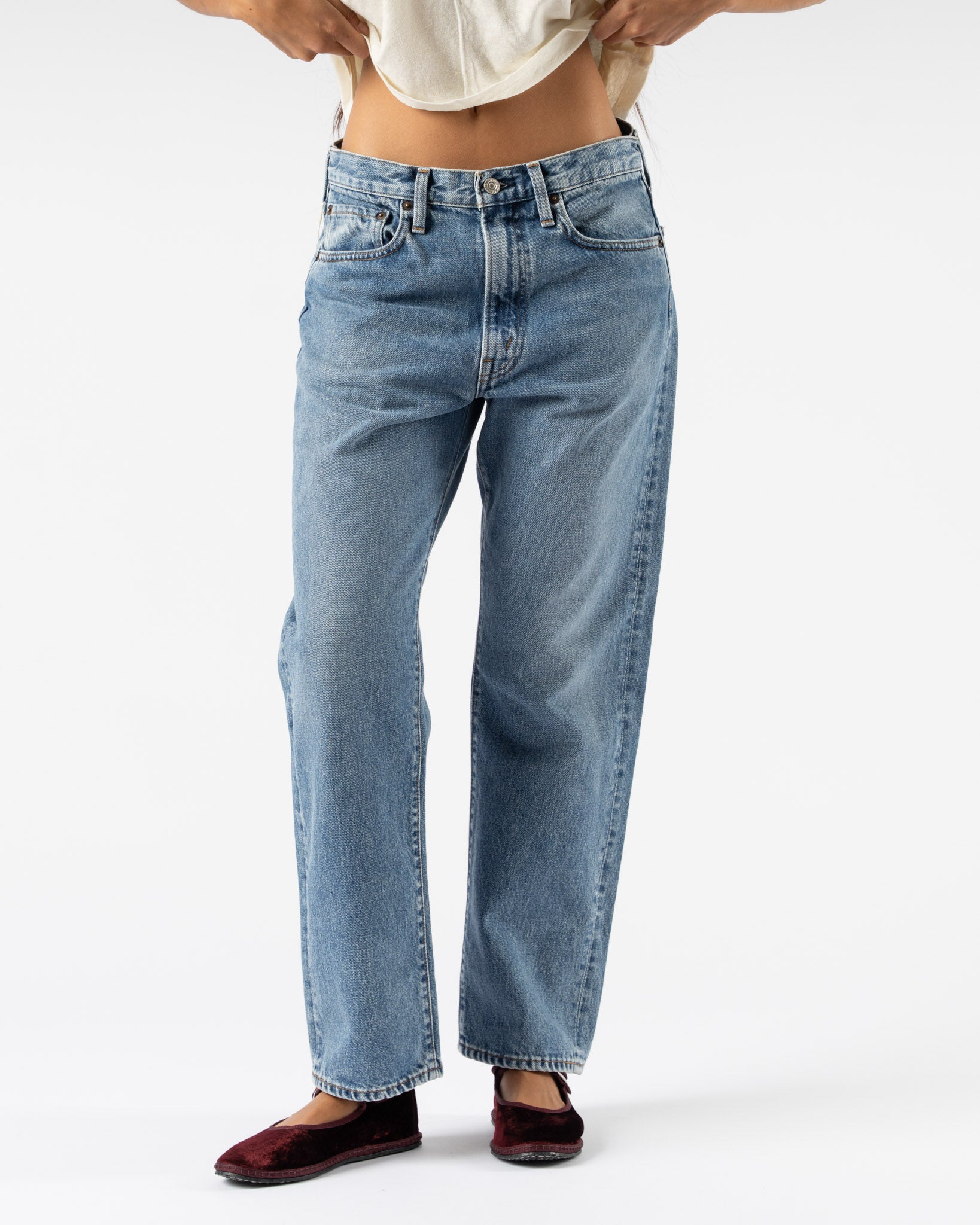 orSlow Short Length 105 90's Denim in Mid Used Wash