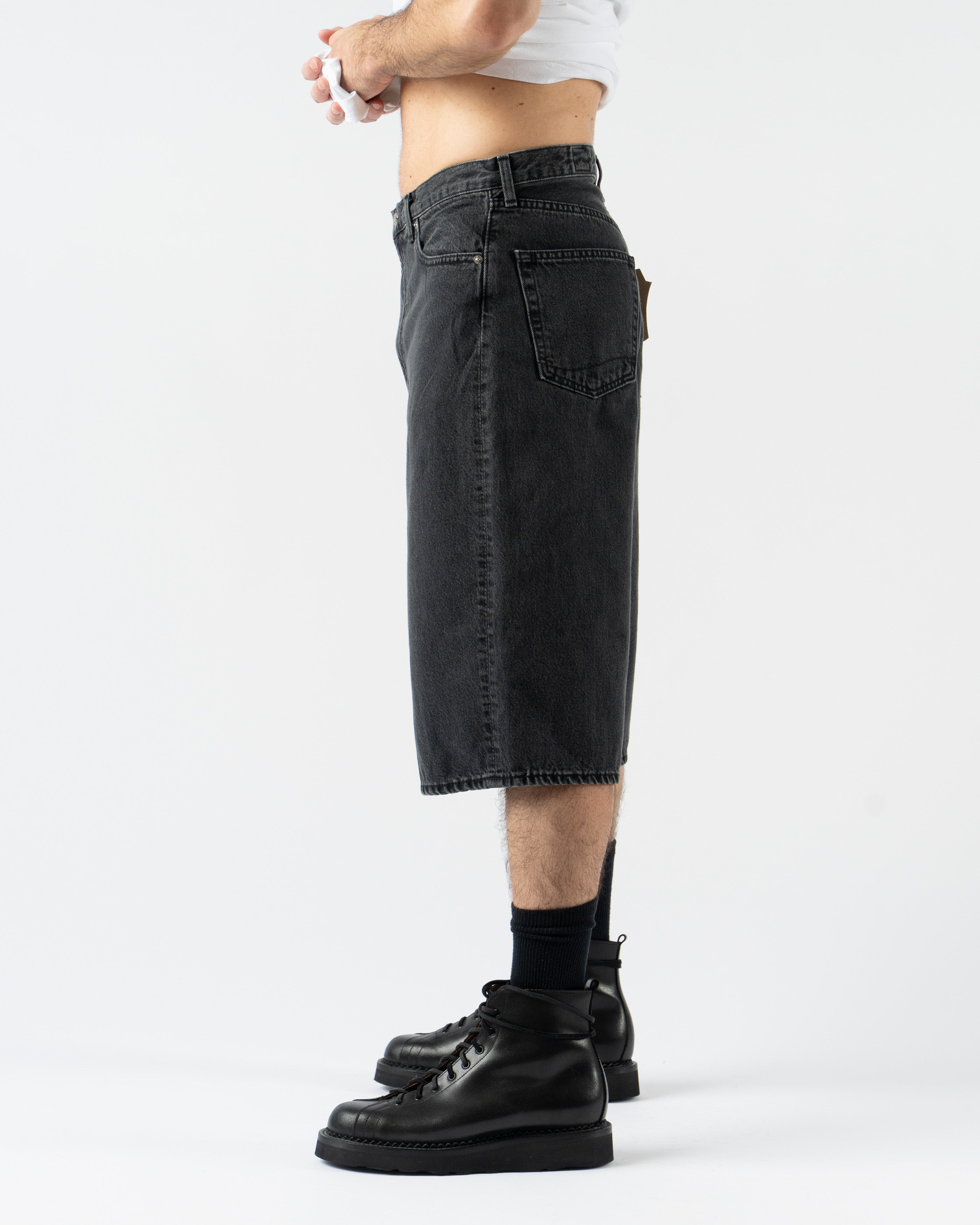 orSlow Super Dad's Fit Shorts in Black Denim Stone