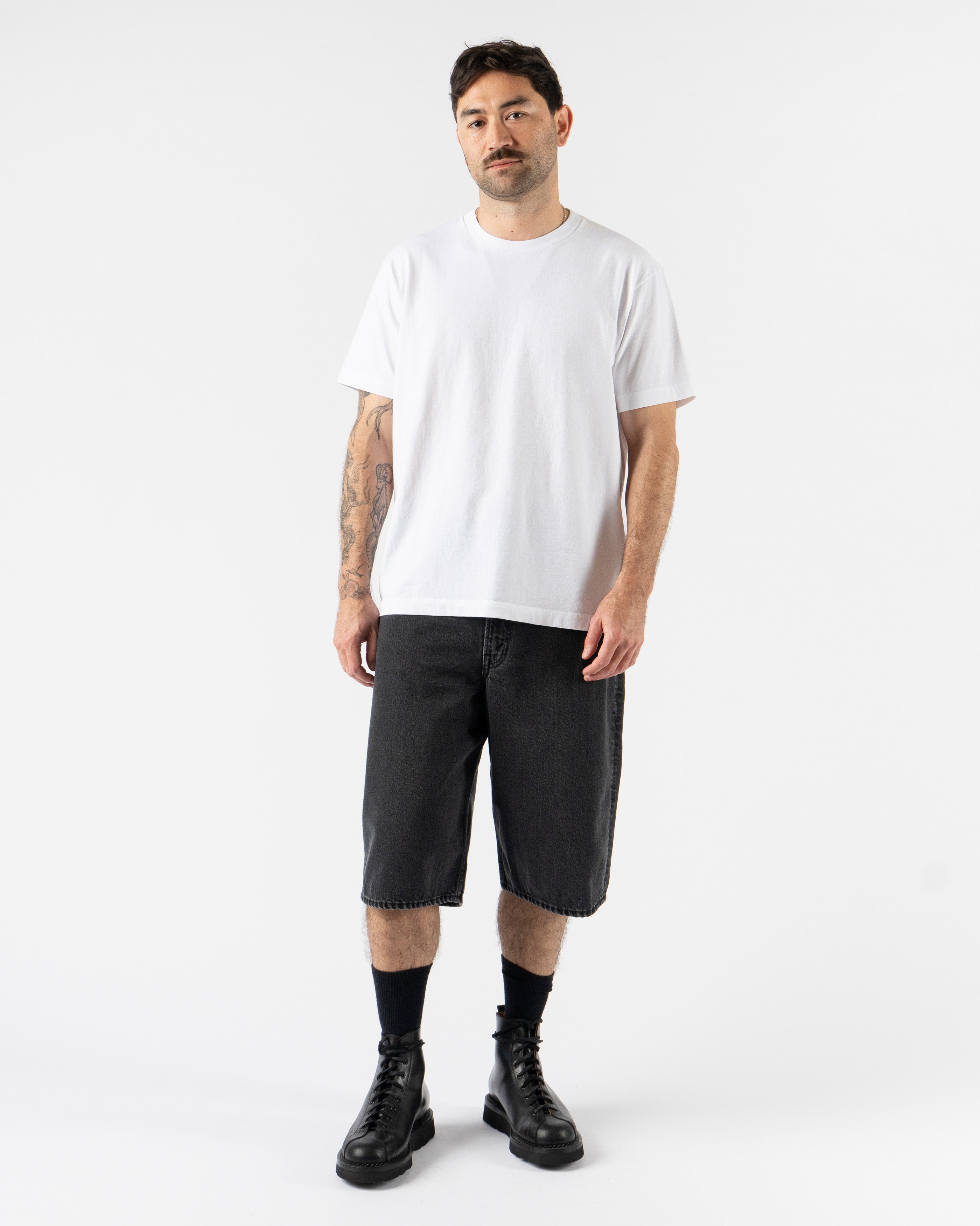 orSlow Super Dad's Fit Shorts in Black Denim Stone