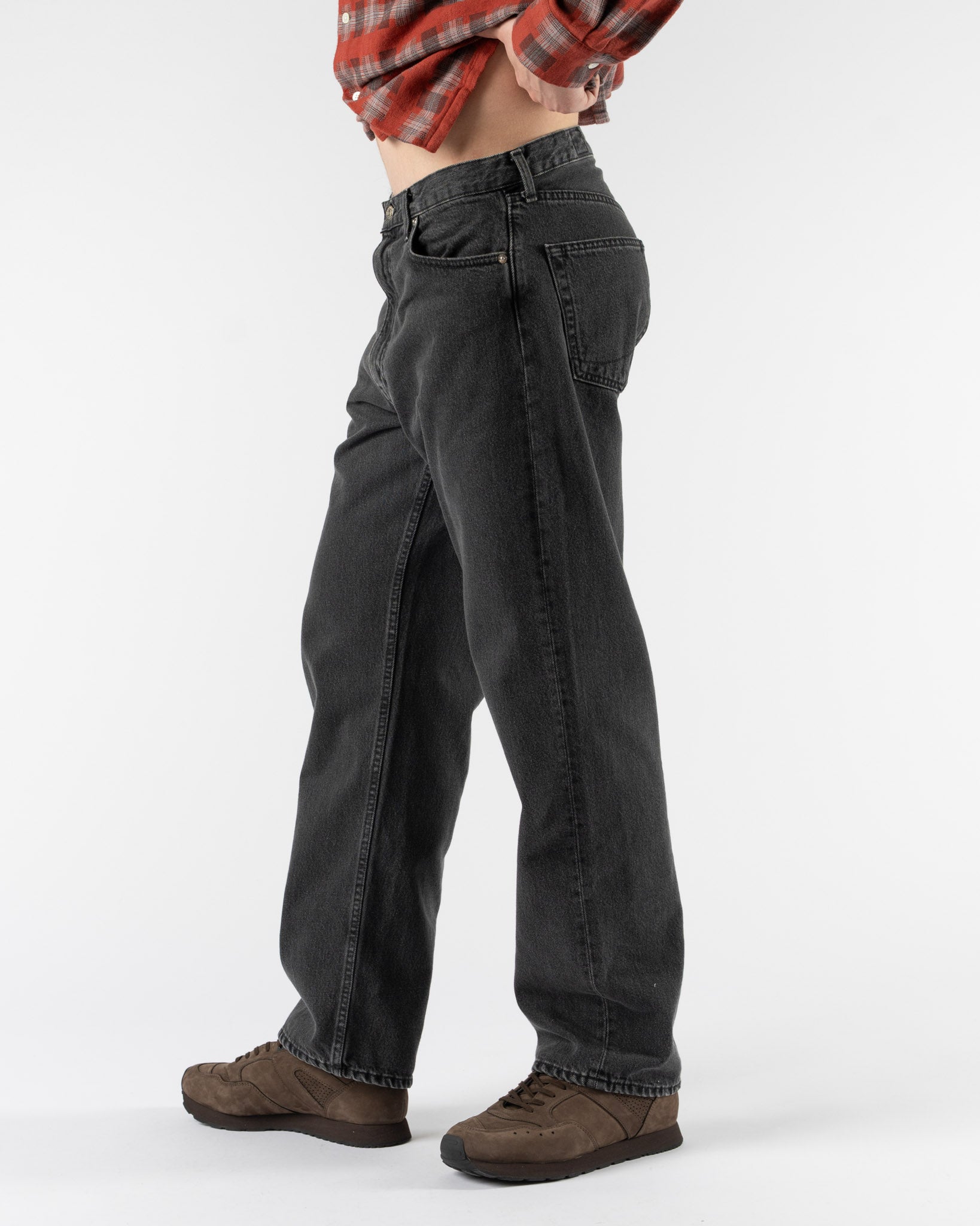 orSlow 101 Dad's Fit Denim Pants in Black Denim Stone Curated at